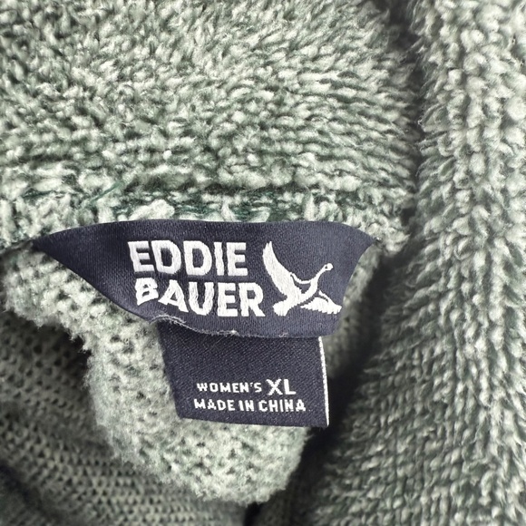 Eddie Bauer Sweater Men XL Green Fleece 1/4 Button Pullover Long Sleeve Comfy - Picture 6 of 11